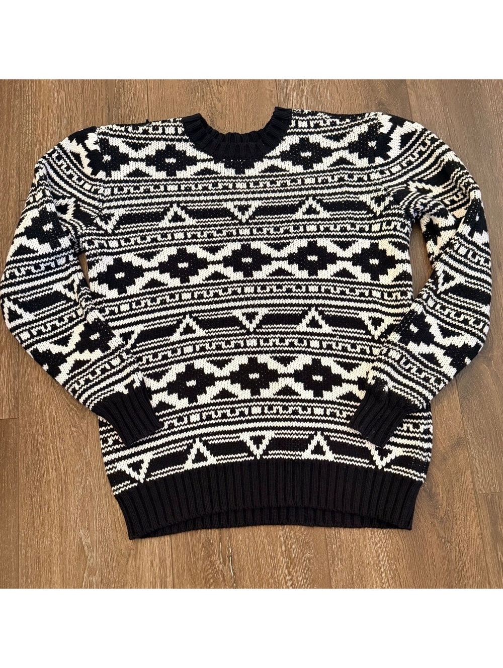 PacSun Men’s Aztec Sweater Small Black White Southwestern Knit